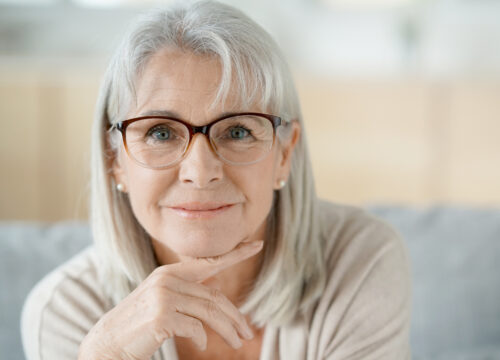 Portrait of senior woman with eyeglasses